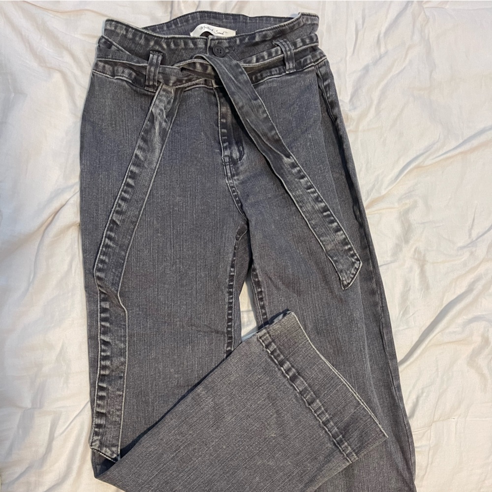 Womens tie waist denim pants